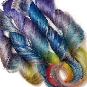 Pastel Purple Lavender Rainbow Mermaid colored Remy Human Hair Extensions